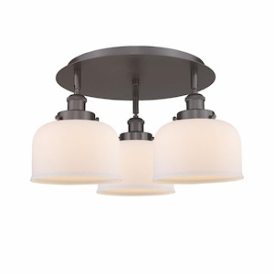 Bell - 3 Light Flush Mount In Art Deco Style-9.25 Inches Tall and 19.75 Inches Wide