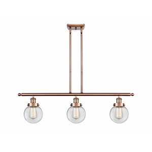 Beacon - 3 Light Stem Hung Island In Modern Style-10 Inches Tall and 36 Inches Wide