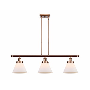 Cone - 3 Light Stem Hung Island In Industrial Style-11 Inches Tall and 36 Inches Wide