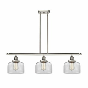Bell - 3 Light Stem Hung Island In Industrial Style-11 Inches Tall and 36 Inches Wide