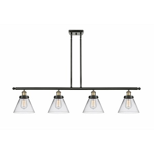 Cone - 4 Light Island In Industrial Style-10 Inches Tall and 48 Inches Wide