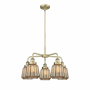 Chatham - 5 Light Stem Hung Chandelier In Art Deco Style-13.5 Inches Tall and 24.5 Inches Wide - 1330344