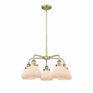 Fulton - 5 Light Stem Hung Chandelier In Art Deco Style-13.5 Inches Tall and 24.5 Inches Wide
