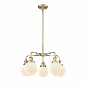 Beacon - 5 Light Stem Hung Chandelier In Art Deco Style-15.13 Inches Tall and 24 Inches Wide - 1330443