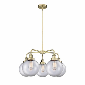 Beacon - 5 Light Stem Hung Chandelier In Art Deco Style-17.38 Inches Tall and 26 Inches Wide