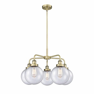 Beacon - 5 Light Stem Hung Chandelier In Art Deco Style-17.38 Inches Tall and 26 Inches Wide