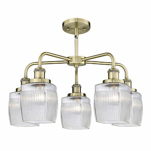 Colton - 5 Light Stem Hung Chandelier In Industrial Style-15 Inches Tall and 23.5 Inches Wide - 1330416