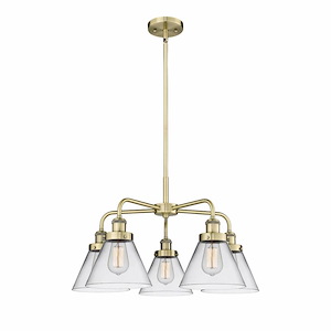 Cone - 5 Light Stem Hung Chandelier In Art Deco Style-15 Inches Tall and 25.75 Inches Wide - 1330367