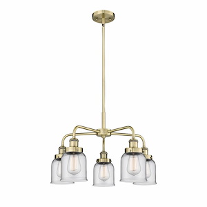 Bell - 5 Light Stem Hung Chandelier In Art Deco Style-14.75 Inches Tall and 23 Inches Wide