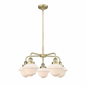 Oxford - 5 Light Stem Hung Chandelier In Art Deco Style-13.5 Inches Tall and 24.5 Inches Wide