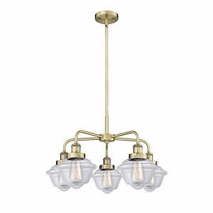 Oxford - 5 Light Stem Hung Chandelier In Art Deco Style-13.5 Inches Tall and 24.5 Inches Wide