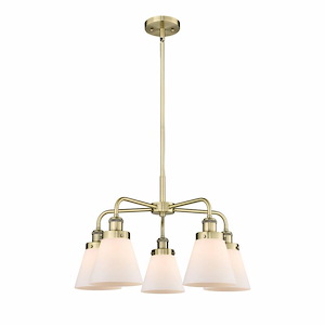 Cone - 5 Light Stem Hung Chandelier In Art Deco Style-14.75 Inches Tall and 24.25 Inches Wide