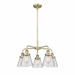 Cone - 5 Light Stem Hung Chandelier In Art Deco Style-14.75 Inches Tall and 24.25 Inches Wide - 1330431