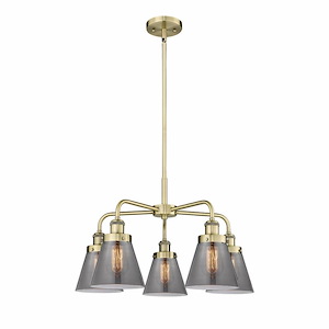Cone - 5 Light Stem Hung Chandelier In Art Deco Style-14.75 Inches Tall and 24.25 Inches Wide