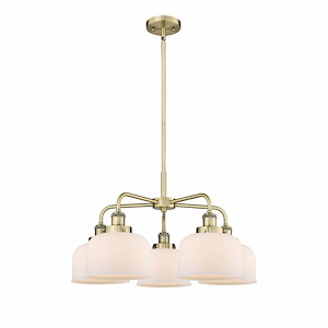 Bell - 5 Light Stem Hung Chandelier In Art Deco Style-14.75 Inches Tall and 26 Inches Wide