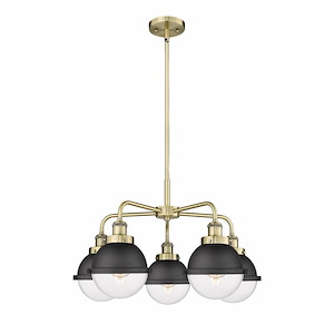 Ballston Urban - 5 Light Stem Hung Chandelier In Art Deco Style-16.25 Inches Tall and 24.5 Inches Wide