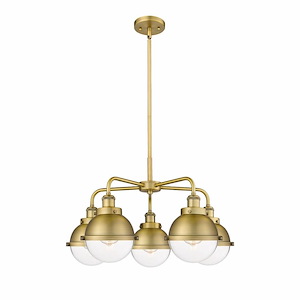 Ballston Urban - 5 Light Stem Hung Chandelier In Art Deco Style-16.25 Inches Tall and 24.5 Inches Wide - 1330383