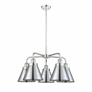 Ballston Urban - 5 Light Stem Hung Chandelier In Industrial Style-15.13 Inches Tall and 26 Inches Wide
