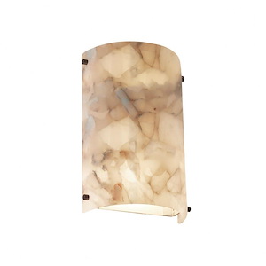 Alabaster Rocks Finials - 12.5 Inch Cylinder Outdoor Wall Sconce with Alabaster Resin Shade - 922397