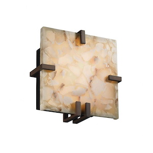Alabaster Rocks Clips - 8.5 Inch ADA Square Wall Sconce with Alabaster Resin Shade