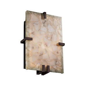 Alabaster Rocks Clips - 12.5 Inch ADA Rectangle Wall Sconce with Alabaster Resin Shade