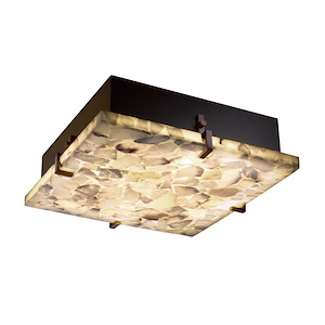 Alabaster Rocks Clips - 12 Inch Square Wall/Flush Mount with Alabaster Resin Shade