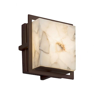 Alabaster Rocks Avalon - 6.5 Inch ADA Outdoor/Indoor Square Wall Sconce with Alabaster Resin Shade - 922414