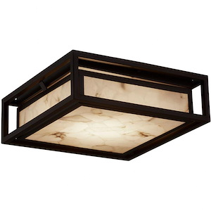 Alabaster Rocks Bayview - 12 Inch Outdoor Flush Mount with Square Alabaster Resin Shade