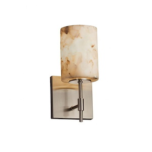 Alabaster Rocks Union - 4.5 Inch Short Wall Sconce with Cylinder Flat Rim Alabaster Resin Shade - 1037474