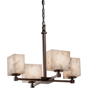 Alabaster Rocks Tetra - 20.25 Inch Chandelier with Rectangle Alabaster Resin Shade - 1037503