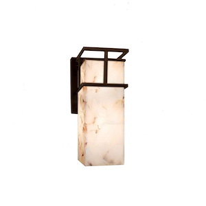 Alabaster Rocks Structure - 10.75 Inch Small LED Outdoor Wall Sconce with Alabaster Resin Shade