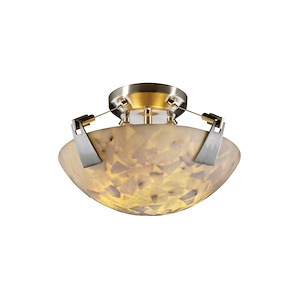 Alabaster Rocks Tapered Clips - 16 Inch Bowl Semi-Flush Mount with Round Bowl Alabaster Resin Shade