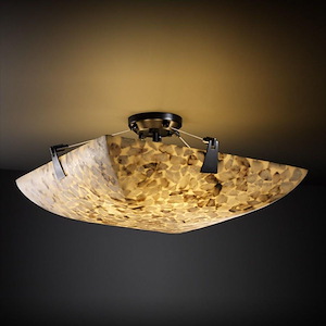 Alabaster Rocks Tapered Clips - 21 Inch Bowl Semi-Flush Mount with Square Bowl Alabaster Resin Shade - 1037815
