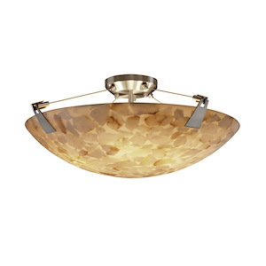 Alabaster Rocks Tapered Clips - 27 Inch Bowl Semi-Flush Mount with Round Bowl Alabaster Resin Shade