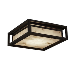 Alabaster Rocks Bayview - 12 Inch Outdoor Flush Mount with Square Alabaster Resin Shade