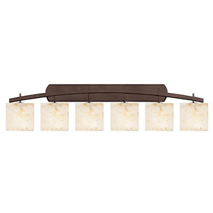 Alabaster Rocks Archway - 56 Inch Bath Bar with Rectangle Alabaster Resin Shade - 1037672