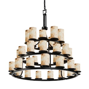 Alabaster Rocks Dakota - 42 Inch 3-Tier Ring Chandelier with Cylinder Alabaster Resin Shade - 1037719