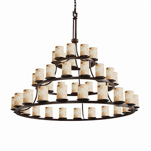 Alabaster Rocks Dakota - 60 Inch 3-Tier Ring Chandelier with Cylinder Alabaster Resin Shade - 1037720