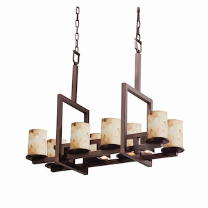 Alabaster Rocks Dakota - 34 Inch Up and Downlight Bridge Chandelier with Cylinder Alabaster Resin Shade - 1037723