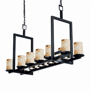 Alabaster Rocks Dakota - 49 Inch Up and Downlight Short Bridge Chandelier with Cylinder Flat Rim Alabaster Resin Shade - 1037725