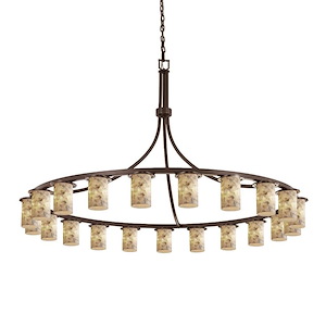 Alabaster Rocks Dakota - 60 Inch Downlight Chandelier with Cylinder Flat Rim Alabaster Resin Shade - 1037727