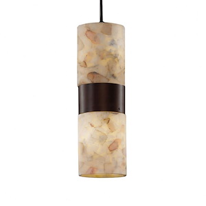 Alabaster Rocks Dakota - 13.5 Inch Up and Downlight Small Pendant with Cylinder Flat Rim Alabaster Resin Shade - 1037731