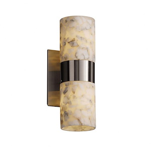 Alabaster Rocks Dakota - 13 Inch Up/Downlight Wall Sconce with Cylinder Flat Rim Alabaster Resin Shade - 1037733