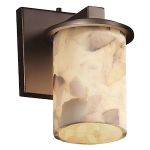 Alabaster Rocks Dakota - 5 Inch Wall Sconce with Cylinder Flat Rim Alabaster Resin Shade - 1037740