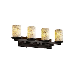 Alabaster Rocks Dakota - 29 Inch Straight-Bar Bath Bar with Cylinder Flat Rim Alabaster Resin Shade - 1037743