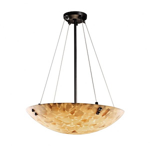 Alabaster Rocks Finials - 27 Inch Bowl Pendant with Round Bowl Alabaster Resin Shade and Cylinderical Finials - 1038911