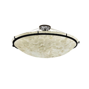 Alabaster Rocks Ring - 51 Inch Round Semi-Flush Mount with Round Bowl Alabaster Resin Shade