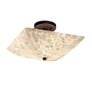 Alabaster Rocks Ring - 14 Inch Square Semi-Flush Mount with Square Bowl Alabaster Resin Shade - 1037857