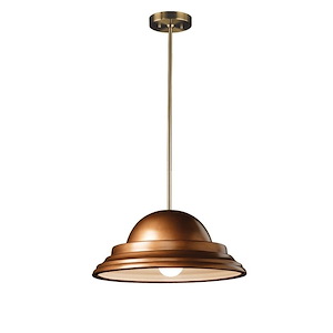 Radiance - 1 Light Dome Pendant with Rigid Stem In Modern Style-5.5 Inches Tall and 12.5 Inches Wide