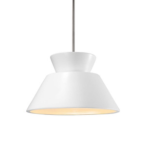 Radiance - 1 Light Trapezoid Pendant with Rigid Stem In Modern Style-8 Inches Tall and 11 Inches Wide